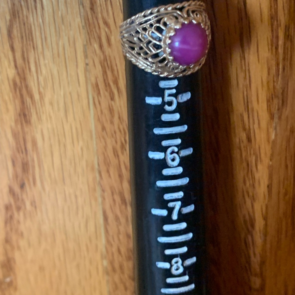 14k VINTAGE RUBY STAR FILIGREE RING - Picture 6 of 9